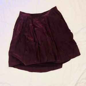 Madewell burgundy silk skirt with pockets